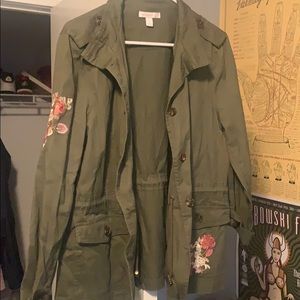 super cute green floral canvas jacket!